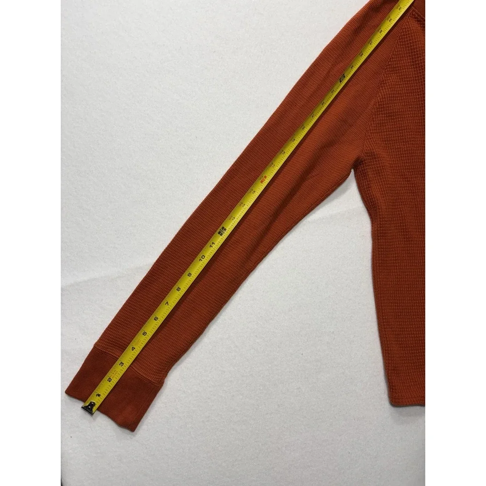 Banana Republic Shirt Mens Medium Orange Thermal Waffle Knit Long Sleeve Tee